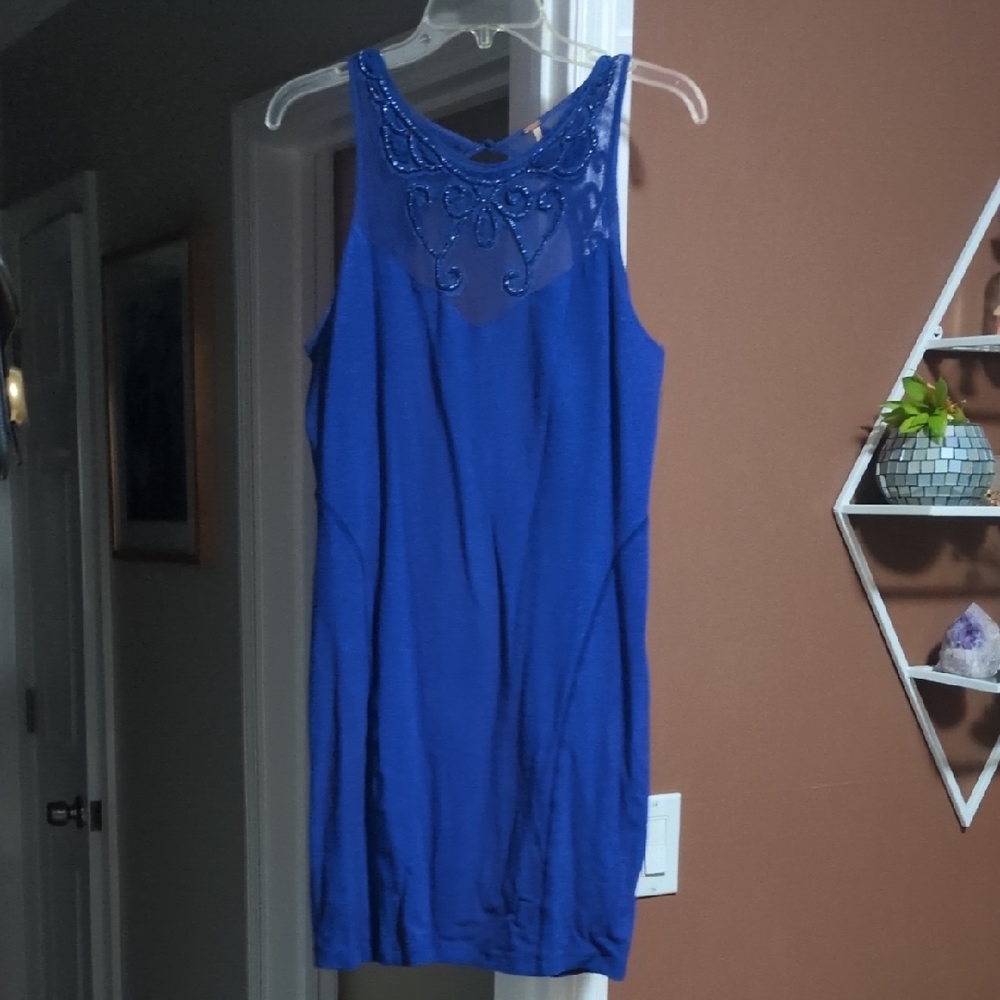 Free People Royal Blue Lace Top